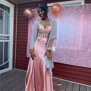 Glamorous Pink Satin Prom Dress